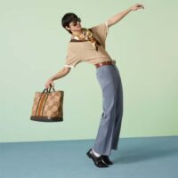 Gucci Unisex Jumbo GG Medium Tote Bag Camel Ebony Canvas Double G (1)