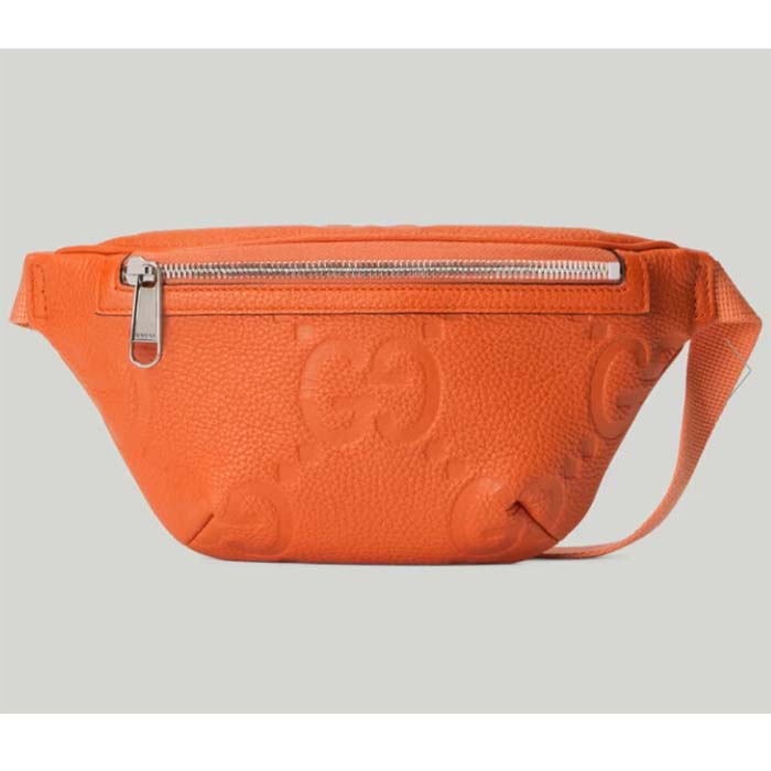 Gucci Unisex Jumbo GG Small Belt Bag Orange Leather Zip Closure