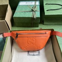 Gucci Unisex Jumbo GG Small Belt Bag Orange Leather Zip Closure (1)