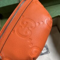 Gucci Unisex Jumbo GG Small Belt Bag Orange Leather Zip Closure (1)