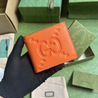 Gucci Unisex Jumbo GG Wallet Orange Leather Moiré Lining (9)