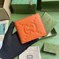 Gucci Unisex Jumbo GG Wallet Orange Leather Moiré Lining (9)