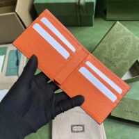 Gucci Unisex Jumbo GG Wallet Orange Leather Moiré Lining (9)