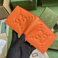 Gucci Unisex Jumbo GG Wallet Orange Leather Moiré Lining (9)