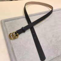 Gucci Unisex Marmont Reversible Thin Belt Black Leather Double G Buckle (7)