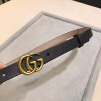 Gucci Unisex Marmont Reversible Thin Belt Black Leather Double G Buckle (7)