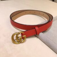 Gucci Unisex Marmont Reversible Thin Belt Red Leather Double G Buckle (7)