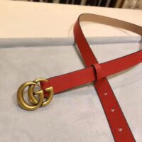 Gucci Unisex Marmont Reversible Thin Belt Red Leather Double G Buckle (7)