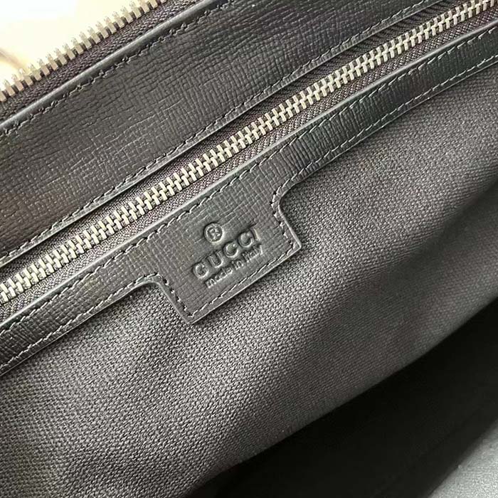 Gucci Unisex Messenger Bag Interlocking G Black GG Supreme Canvas Black Leather (10)