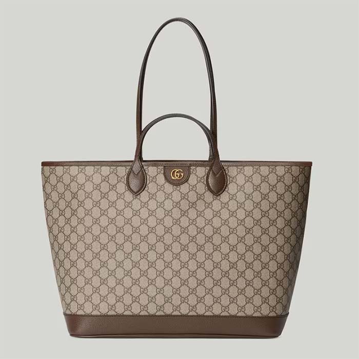 Gucci Unisex Ophidia Large Tote Bag Beige Ebony GG Supreme Canvas