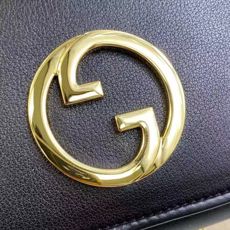 Gucci Women GG Blondie Continental Chain Wallet Black Leather Round Interlocking G (4)