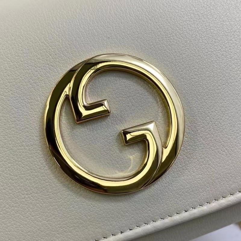 Gucci Women GG Blondie Continental Chain Wallet White Leather Round Interlocking G (1)