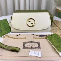 Gucci Women GG Blondie Continental Chain Wallet White Leather Round Interlocking G (8)