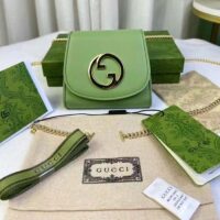 Gucci Women GG Blondie Medium Chain Wallet Green Leather Round Interlocking G (3)