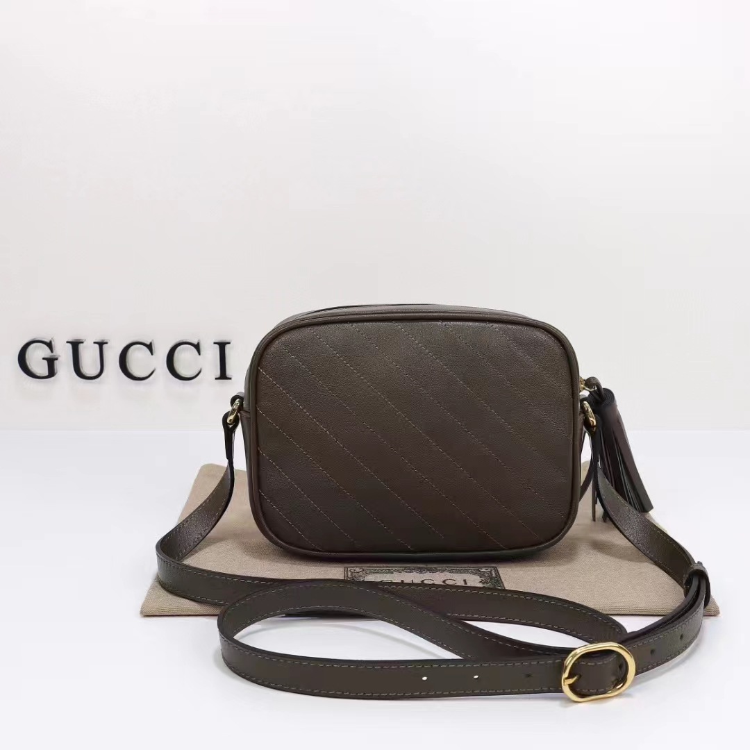 Gucci Women GG Blondie Small Shoulder Bag Brown Leather Zipper Closure (12)