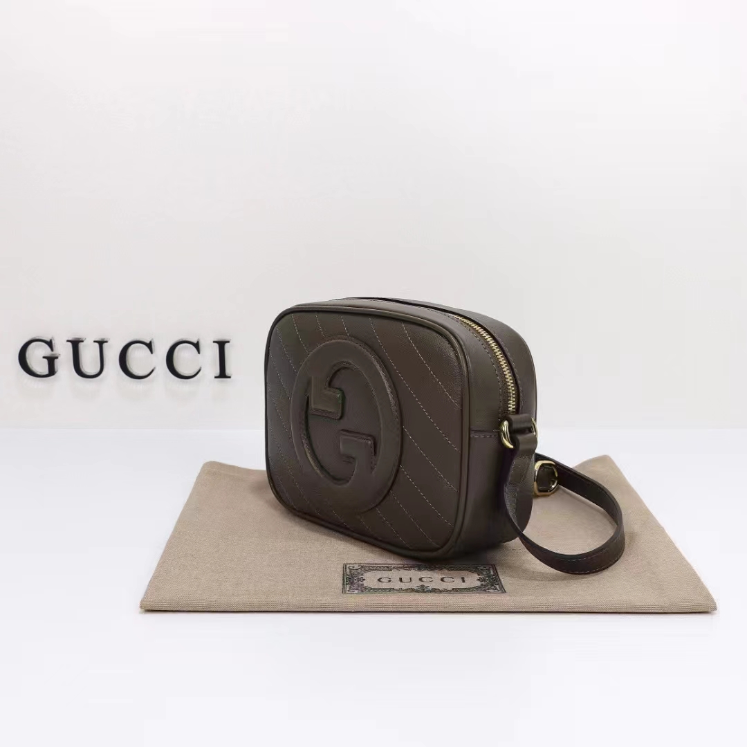 Gucci Women GG Blondie Small Shoulder Bag Brown Leather Zipper Closure (4)