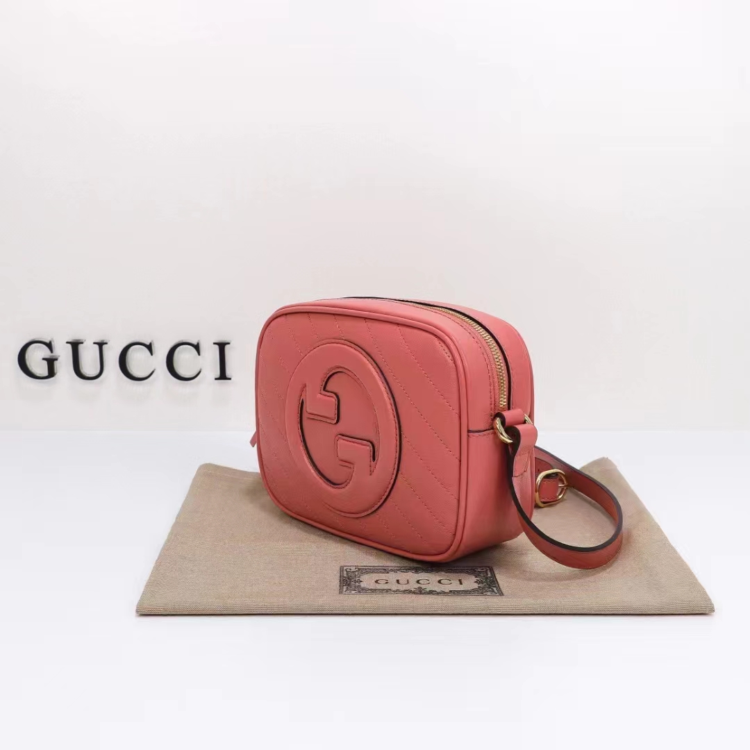 Gucci Women GG Blondie Small Shoulder Bag Pink Leather Zipper Closure (11)