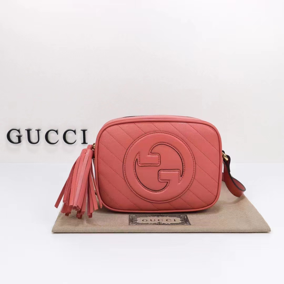 Gucci Women GG Blondie Small Shoulder Bag Pink Leather Zipper Closure (3)