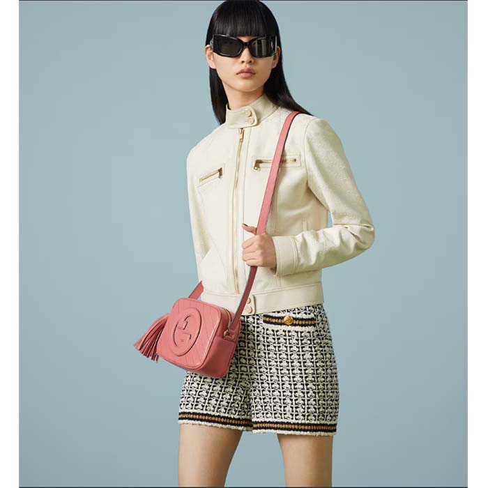Gucci Women GG Blondie Small Shoulder Bag Pink Leather Zipper Closure (5)