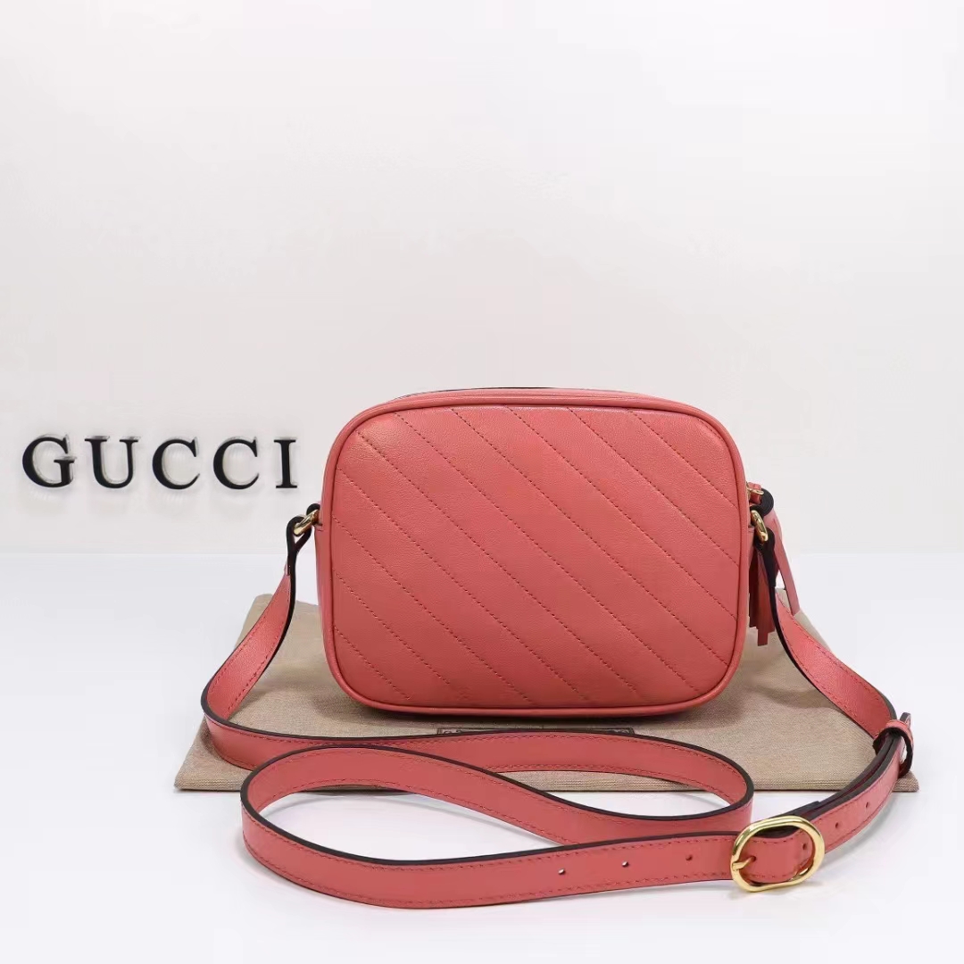 Gucci Women GG Blondie Small Shoulder Bag Pink Leather Zipper Closure (6)