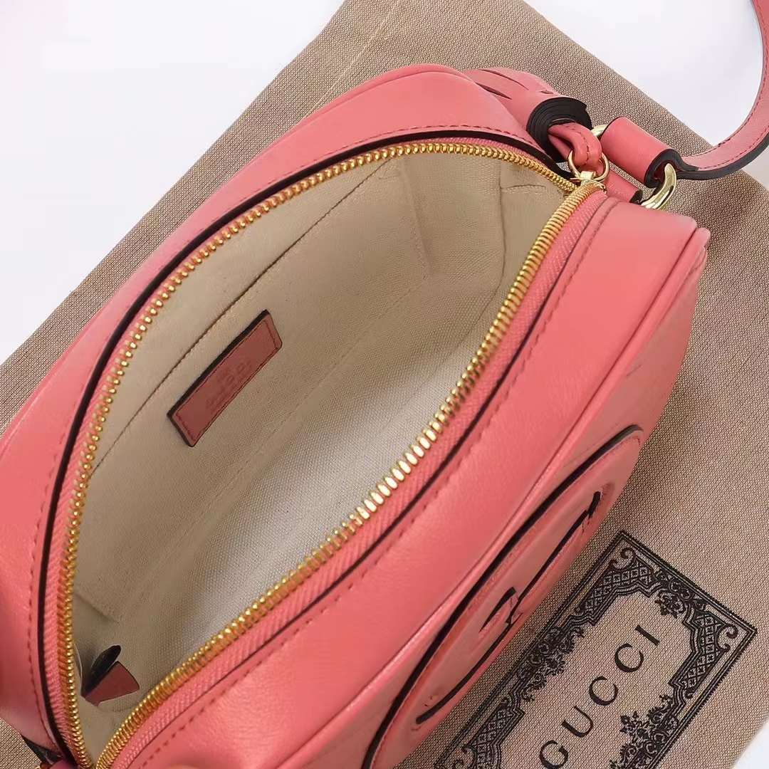 Gucci Women GG Blondie Small Shoulder Bag Pink Leather Zipper Closure (7)