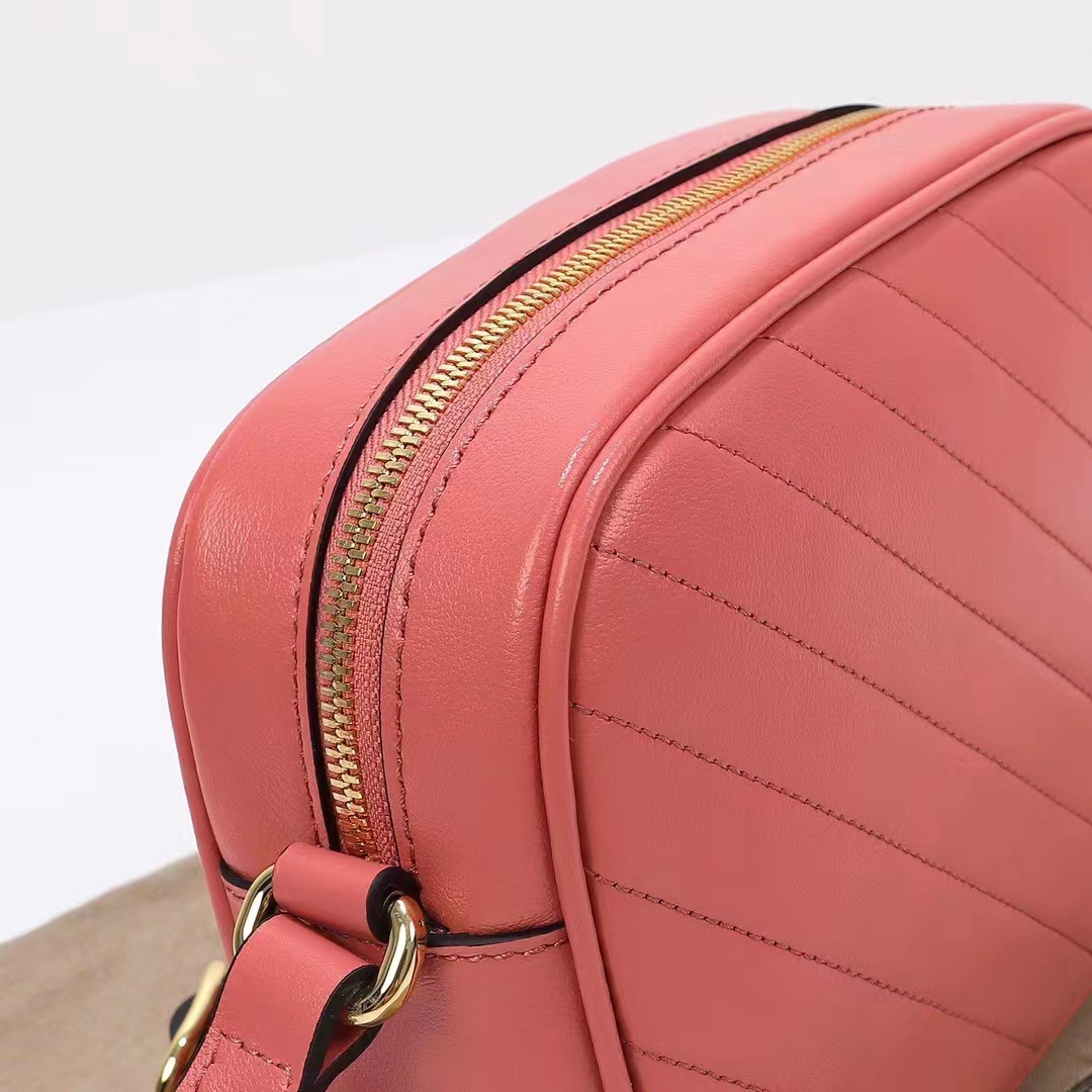 Gucci Women GG Blondie Small Shoulder Bag Pink Leather Zipper Closure (8)