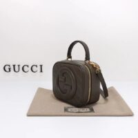 Gucci Women GG Blondie Top Handle Bag Brown Leather Round Interlocking G (1)