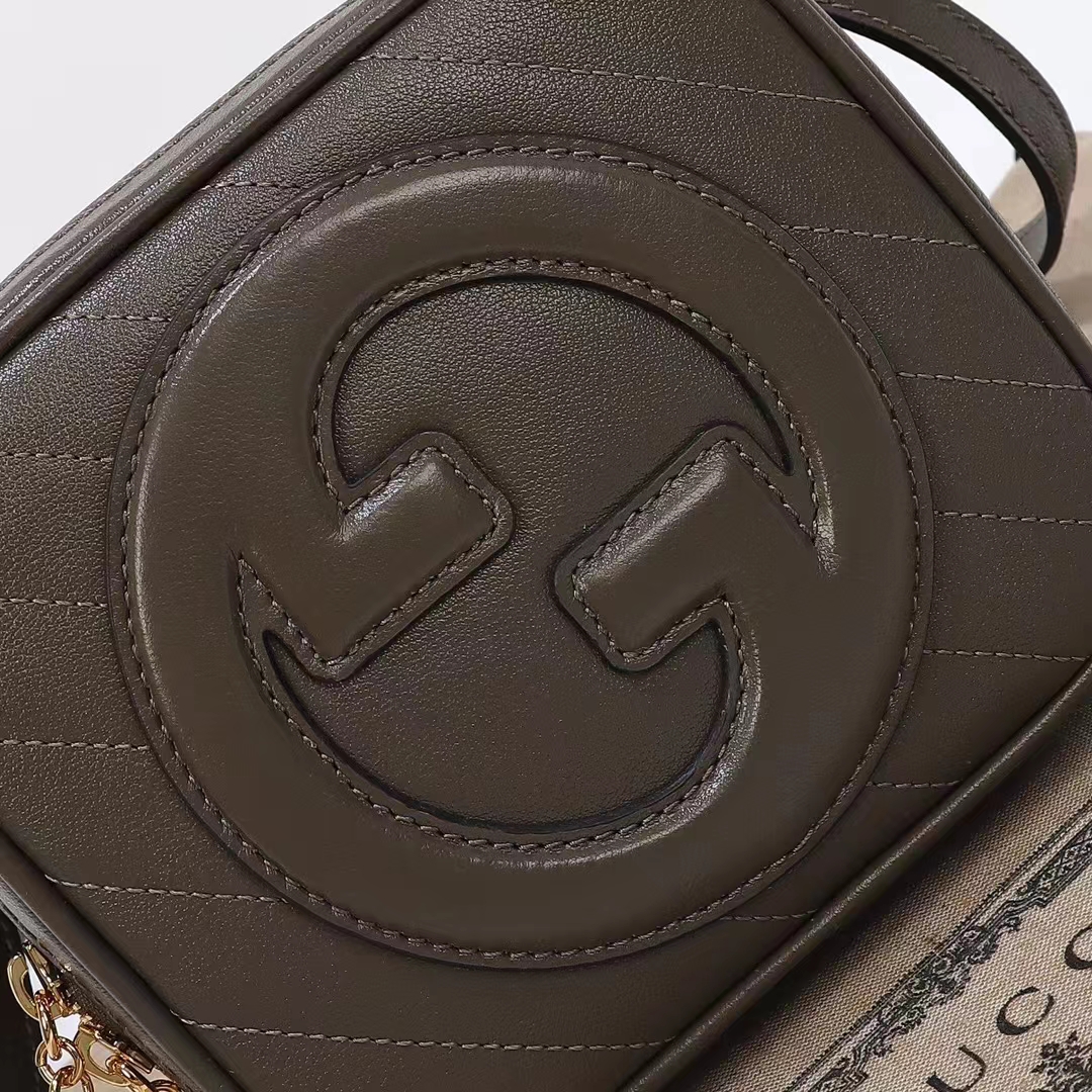 Gucci Women GG Blondie Top Handle Bag Brown Leather Round Interlocking G (10)