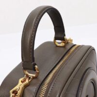 Gucci Women GG Blondie Top Handle Bag Brown Leather Round Interlocking G (1)