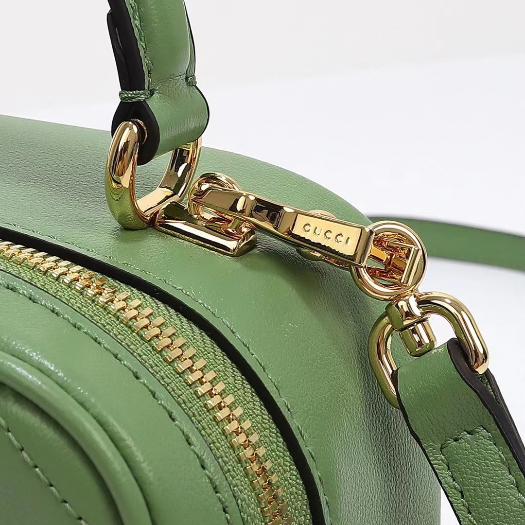 Gucci Women GG Blondie Top Handle Bag Light Green Leather Round Interlocking G (11)