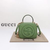 Gucci Women GG Blondie Top Handle Bag Light Green Leather Round Interlocking G (3)