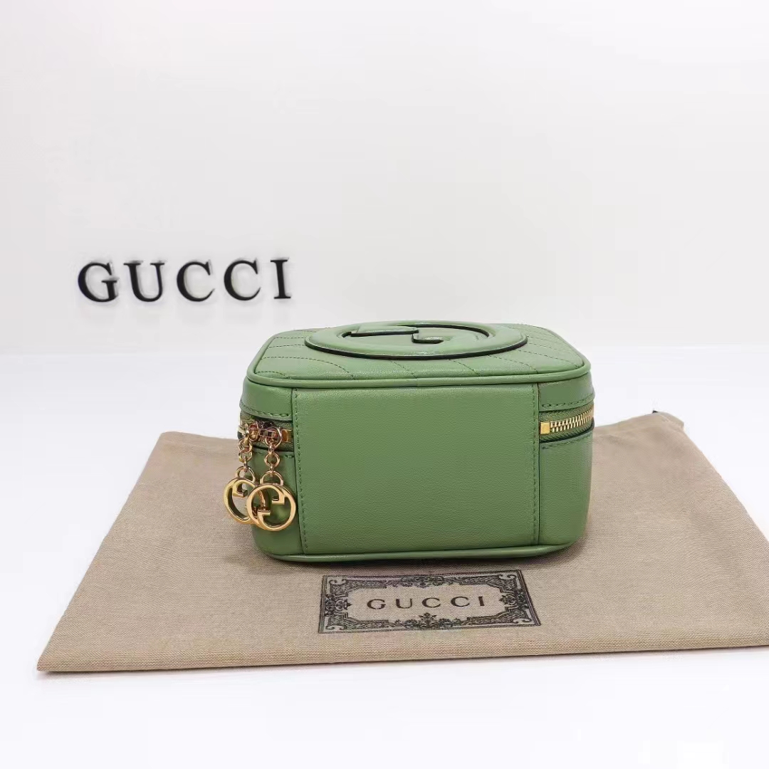 Gucci Women GG Blondie Top Handle Bag Light Green Leather Round Interlocking G (5)