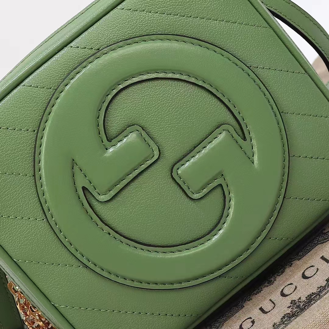 Gucci Women GG Blondie Top Handle Bag Light Green Leather Round Interlocking G (6)