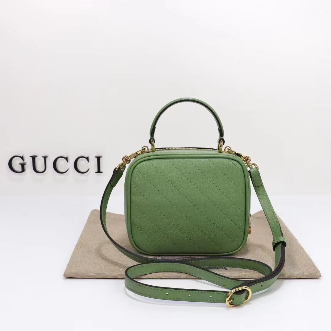 Gucci Women GG Blondie Top Handle Bag Light Green Leather Round Interlocking G (9)