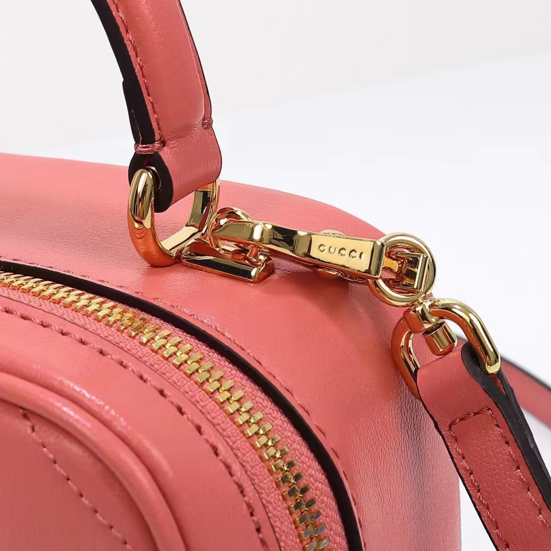 Gucci Women GG Blondie Top Handle Bag Pink Leather Round Interlocking G (11)