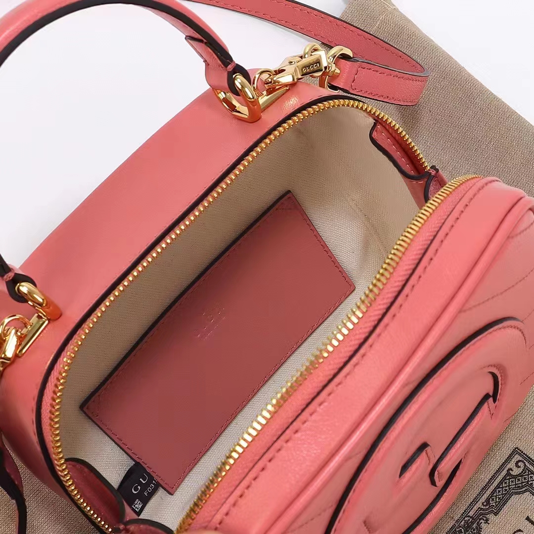 Gucci Women GG Blondie Top Handle Bag Pink Leather Round Interlocking G (12)