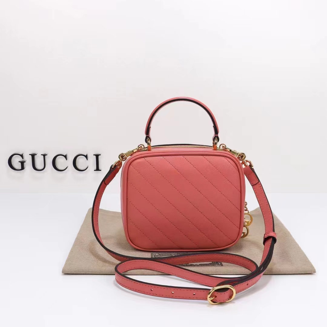 Gucci Women GG Blondie Top Handle Bag Pink Leather Round Interlocking G (7)