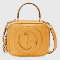 Gucci Women GG Blondie Top Handle Bag Yellow Leather Round Interlocking G (2)