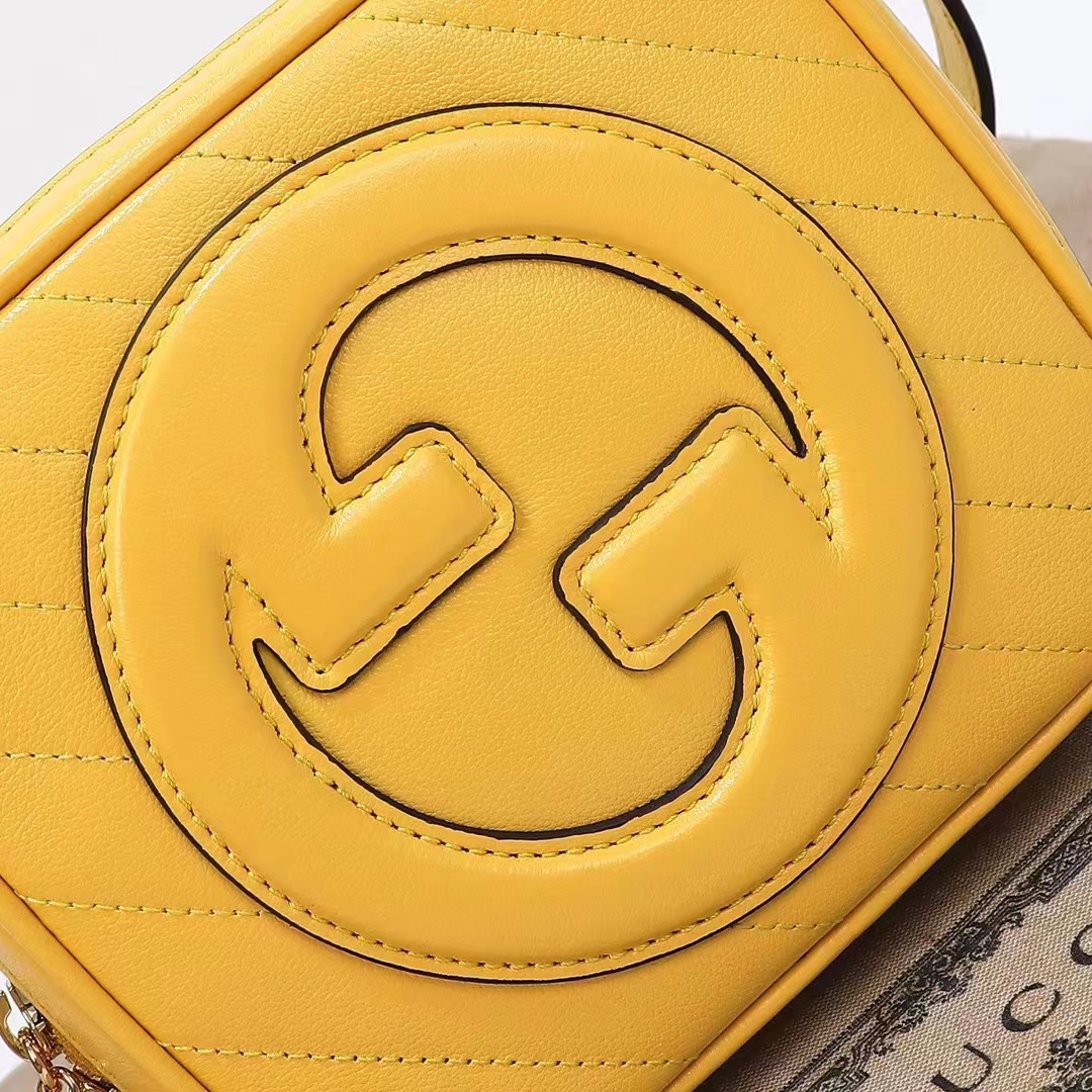 Gucci Women GG Blondie Top Handle Bag Yellow Leather Round Interlocking G (5)