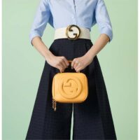 Gucci Women GG Blondie Top Handle Bag Yellow Leather Round Interlocking G (2)