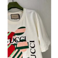 Gucci Women GG Cotton Jersey Printed T-Shirt Off White Cherry Sequin Embroidery (7)