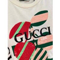 Gucci Women GG Cotton Jersey Printed T-Shirt Off White Cherry Sequin Embroidery (7)