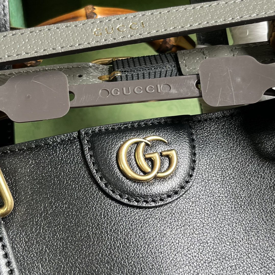 Gucci Women GG Diana Large Tote Bag Black Leather Double G (6)