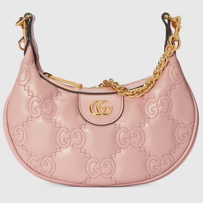 Gucci Women GG Matelassé Mini Bag Light Pink GG Matelassé Leather Double G