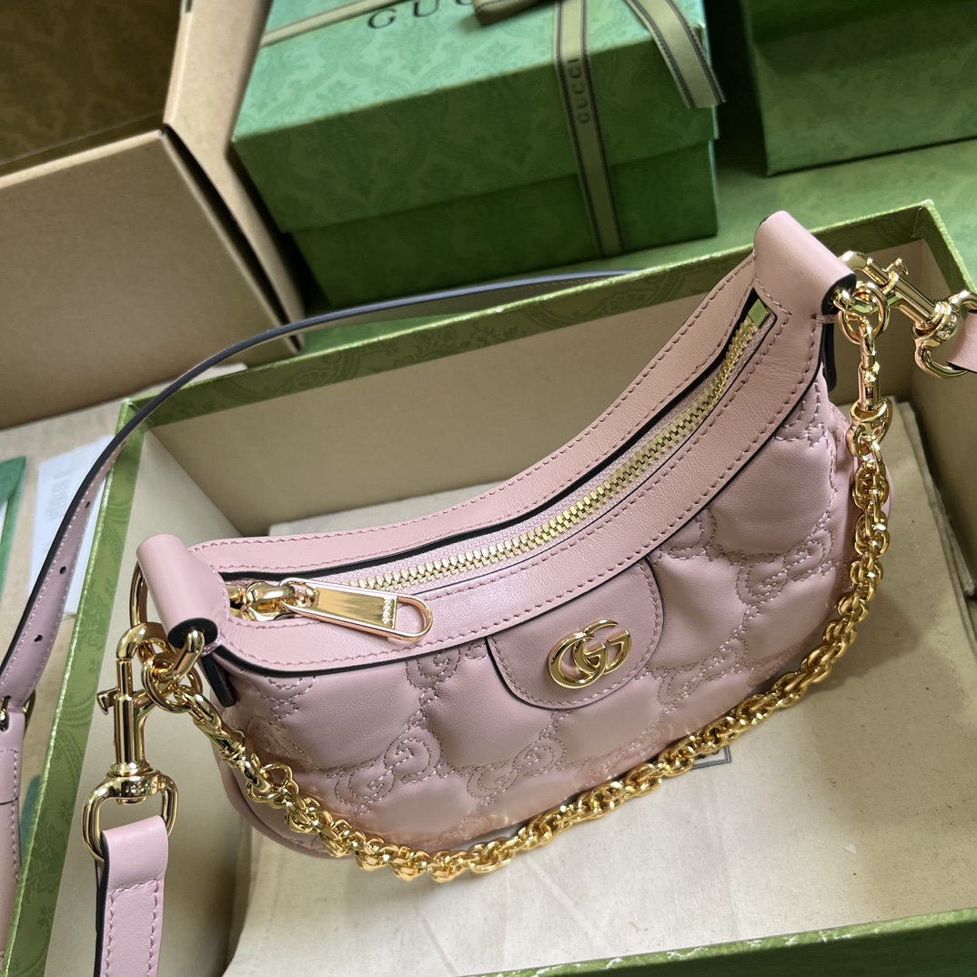 Gucci Women GG Matelassé Mini Bag Light Pink GG Matelassé Leather Double G (4)