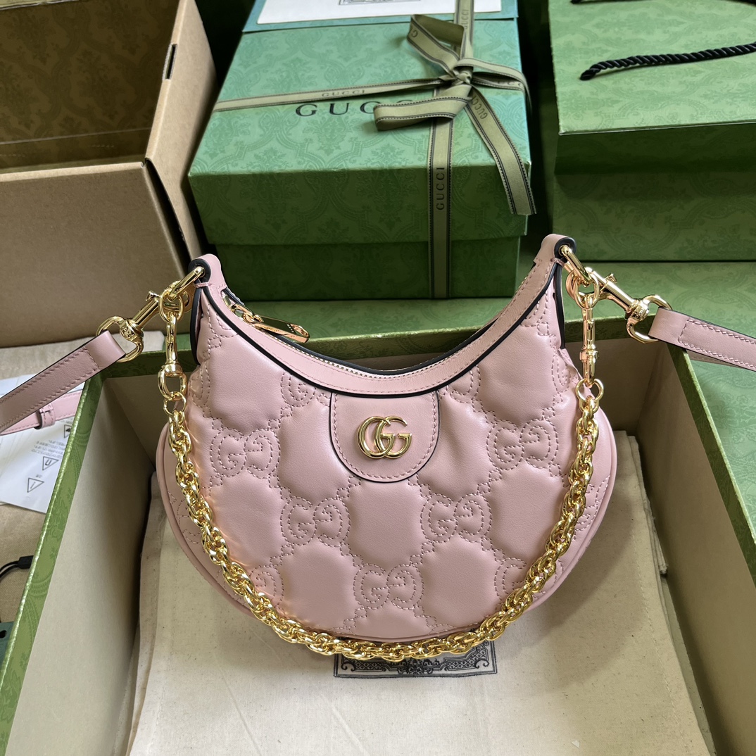 Gucci Women GG Matelassé Mini Bag Light Pink GG Matelassé Leather Double G (7)