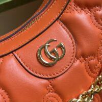 Gucci Women GG Matelassé Small Shoulder Bag Orange Double G Zip Closure (3)