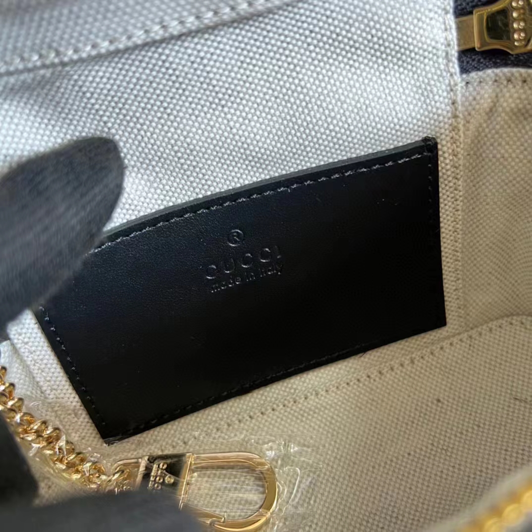 Gucci Women GG Matelassé Top Handle Mini Bag Black Leather Double G (2)