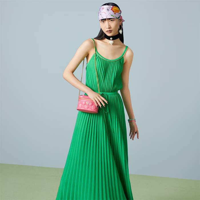 Gucci Women GG Matelassé Top Handle Mini Bag Pink Leather Double G (6)