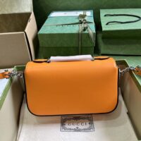 Gucci Women Petite GG Mini Shoulder Bag Orange Leather Double G (1)